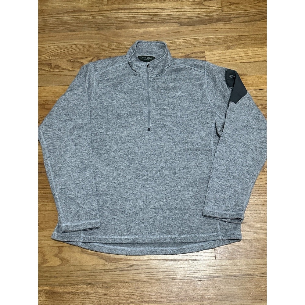Eddie Bauer 1/4 Zip Fleece Pullover Men's Size XL Gray Arm Pocket